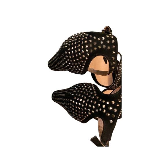 Madden Girl Black Studded Ankle Strap Heels Size 9 - Picture 5 of 8